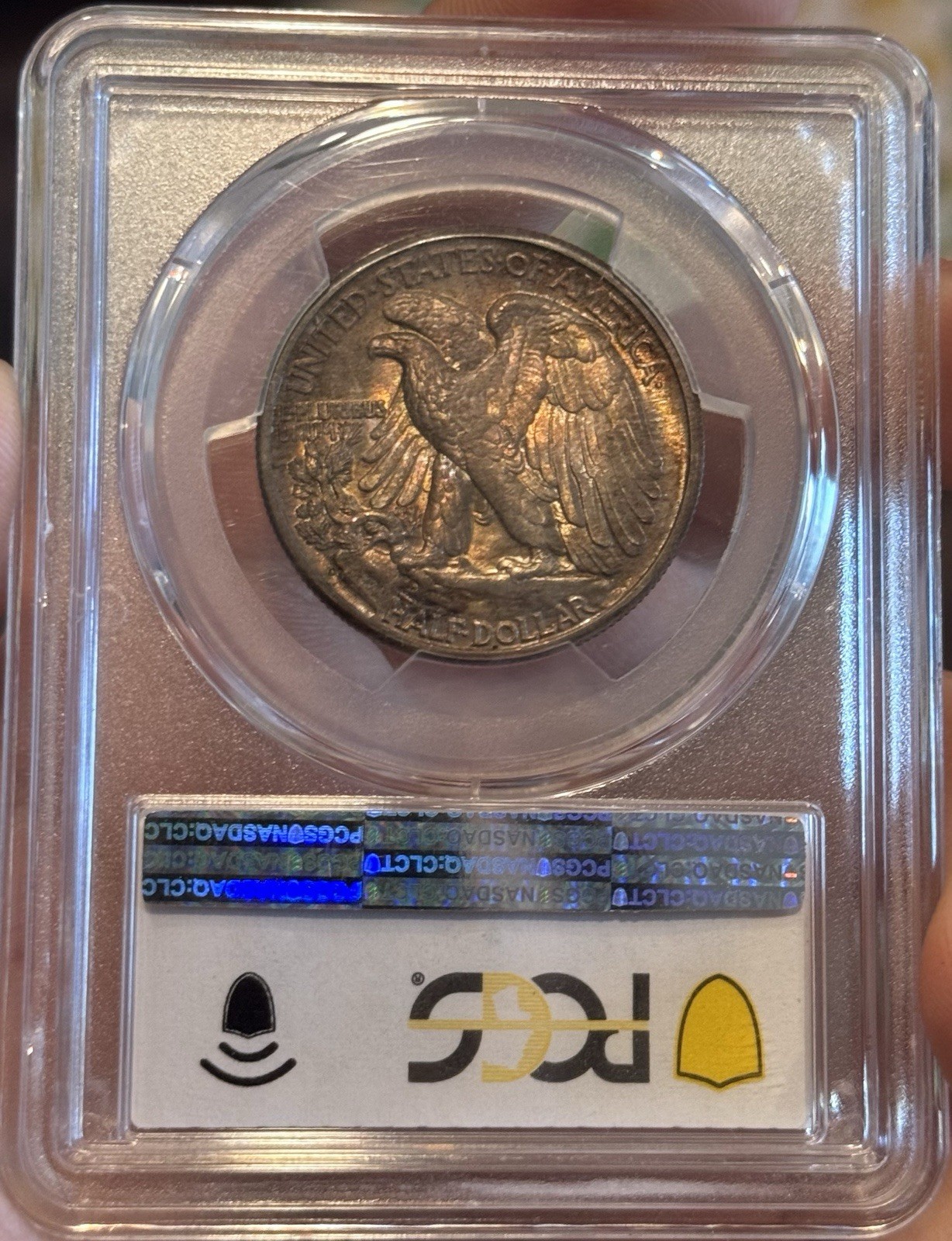 1945-D Walking Liberty Half Dollar PCGS MS65 (attractive Reverse Toning!)