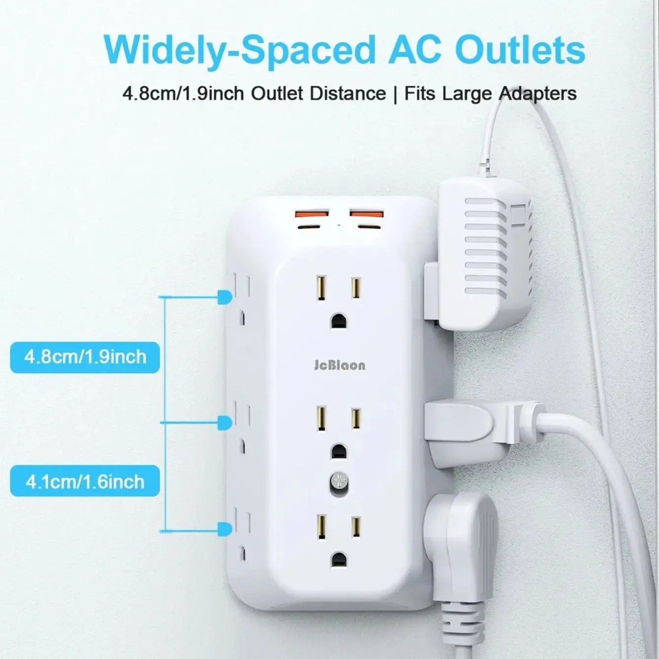 9 Outlet Extender Surge Protector Multi Plug Wall Adapter 4 USB Charger Ports