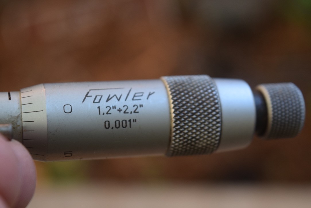 Fowler 1.2-2.2 Internal Inside Micrometer Tool .001 with Wood Case