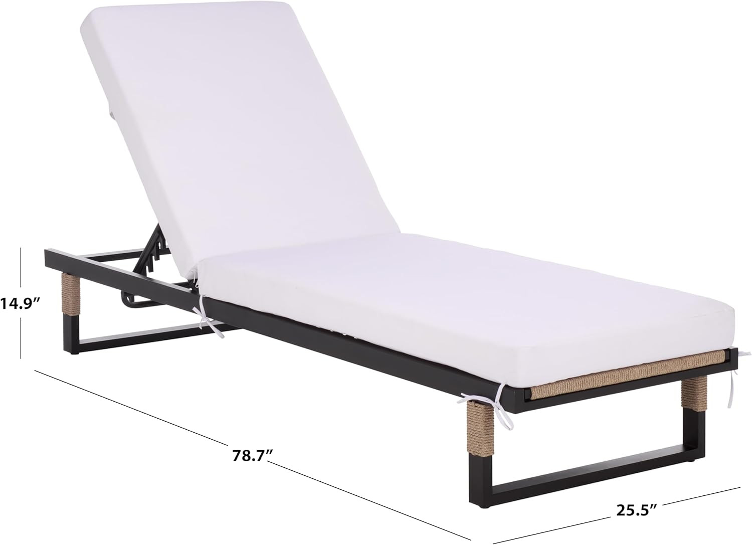 Stylish Black & White Adjustable Outdoor Lounger with Cushion for Patio Relaxati
