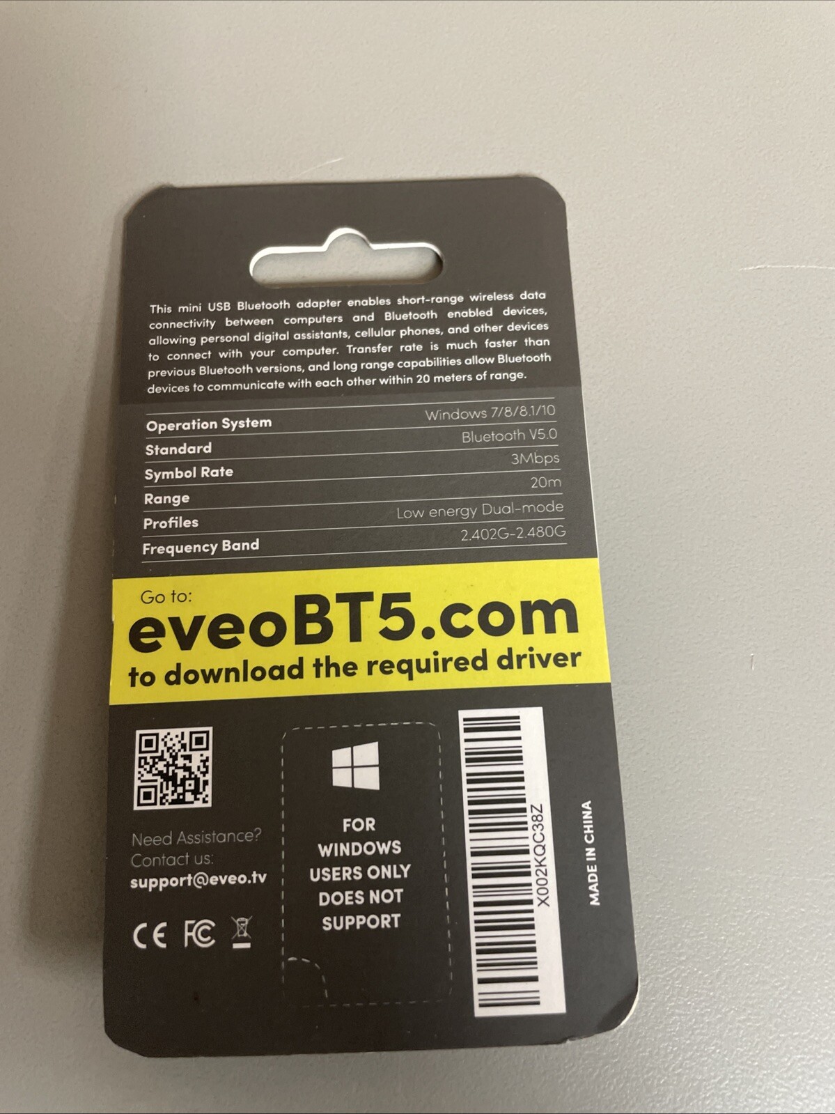 EVEO Bluetooth 5.0 Dongle Adapter for Windows PC Stereo Headset Keyboard Mouse