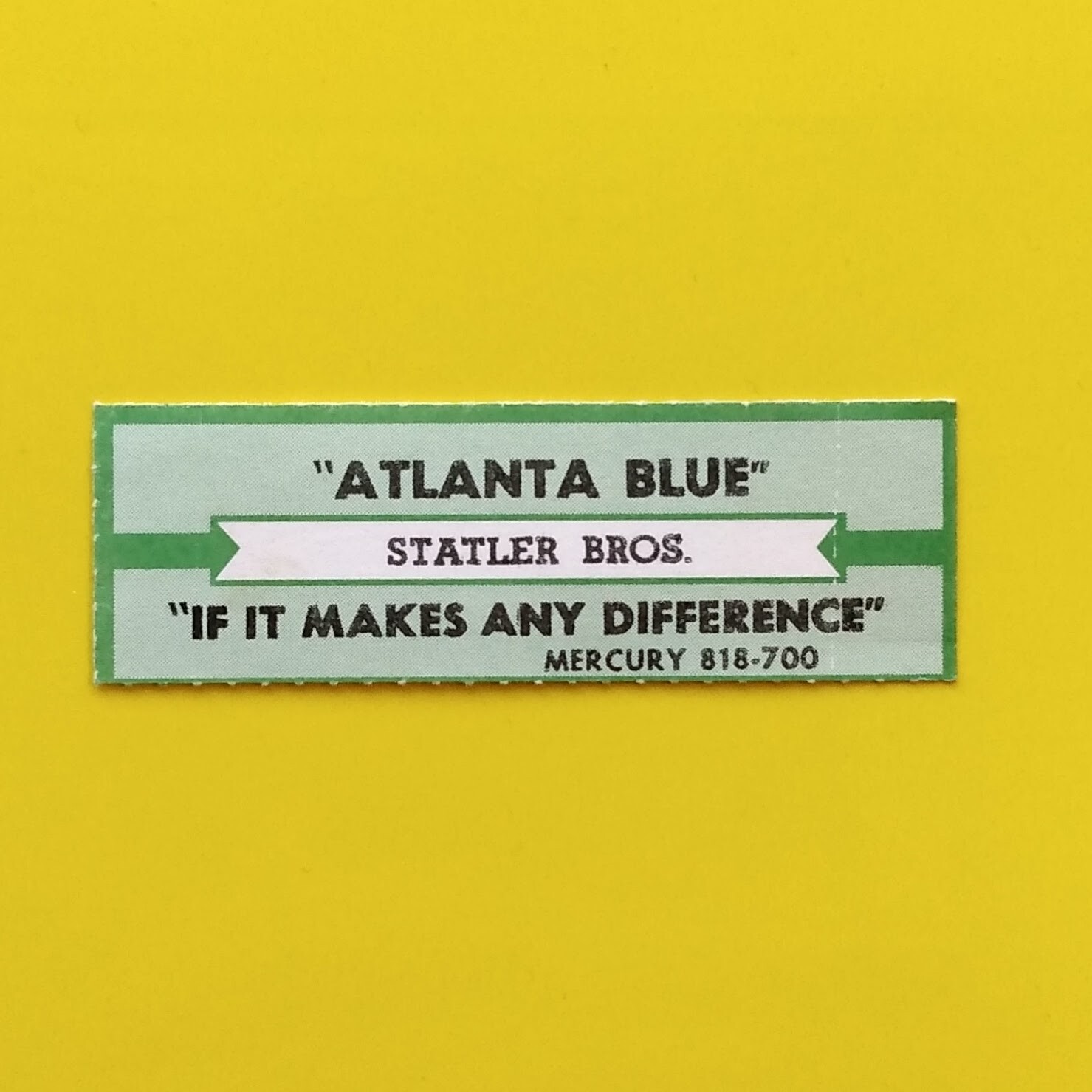 Jukebox Strip: THE STATLER BROTHERS - Atlanta Blue 1984 COUNTRY Bros. Tag Label