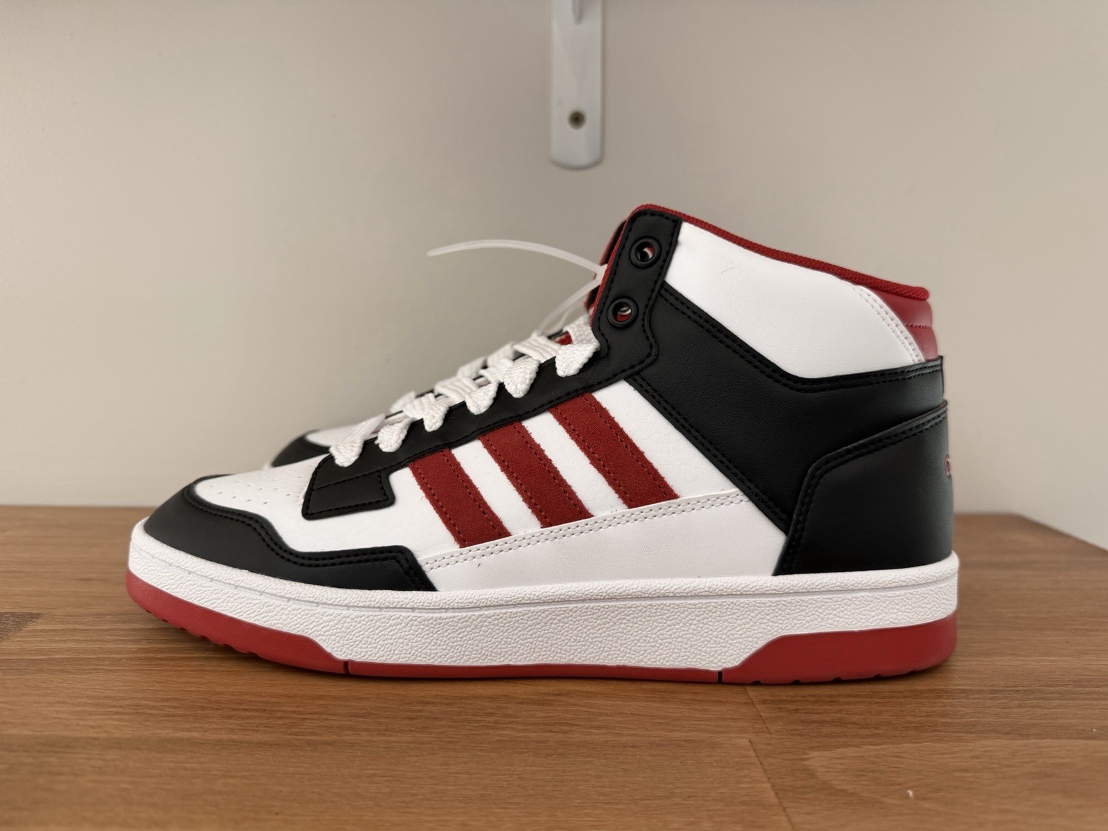 Adidas Rapid Court Mid Top Men’s Basketball Shoes White Black Red JR3160