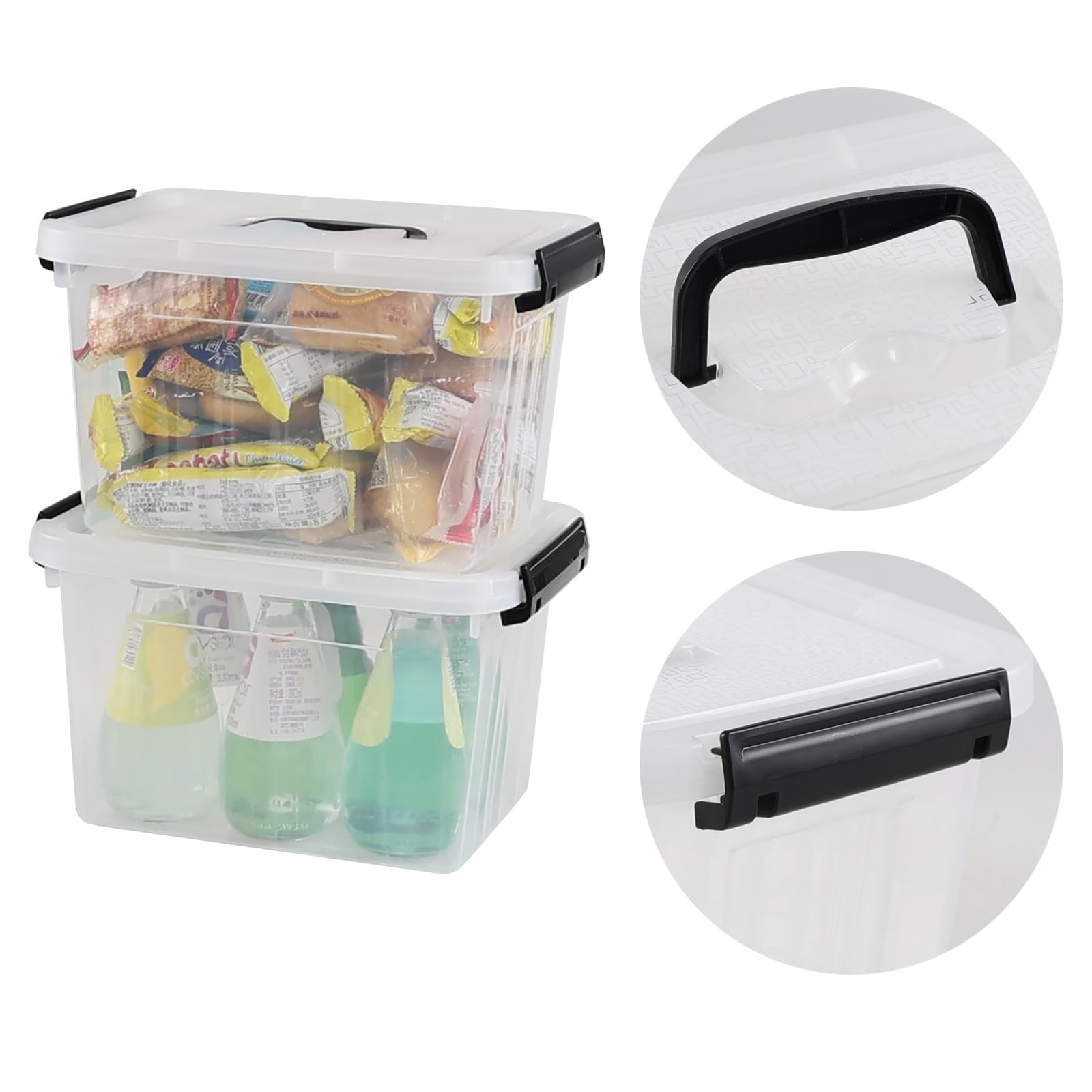 4 Packs Plastic Stackable Storage Container Bin with Lid and Latch, Plastic L...
