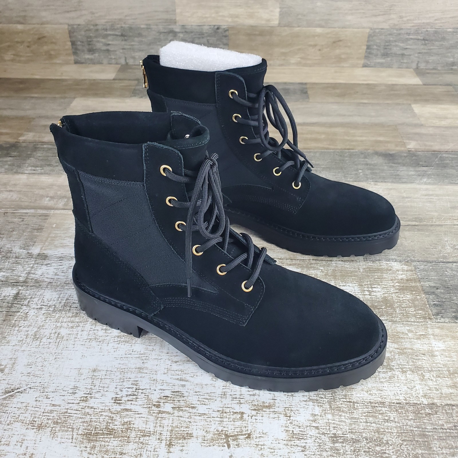 Saint Morta Legion Mens Ankle Combat Boot Sz 8 Black Suede Lace Up Back Zip
