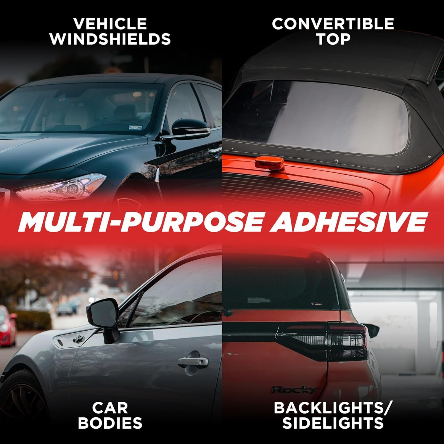 [2 Pack] Polyurethane Windshield Adhesive - Quick Curing & Weather Resistant