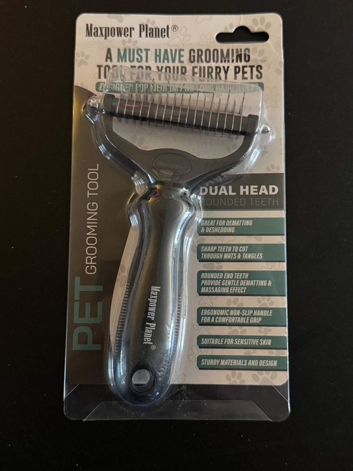 Maxpower Planet Pet Grooming Tool Dual Head Deshedding Rake
