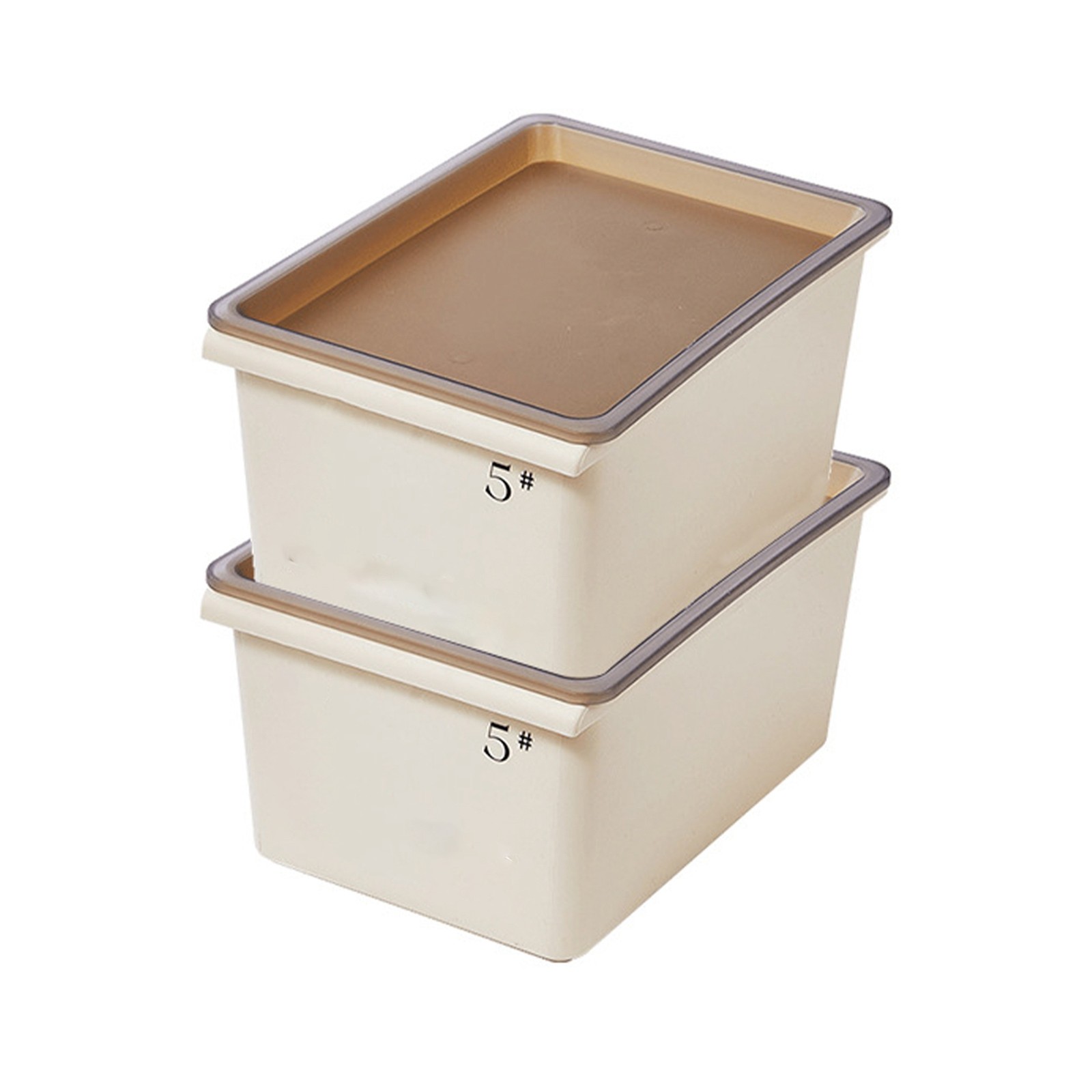 Storage Bin Plastic Box with Lid Stackable Cream Style Ample Capacity Grooved Bo