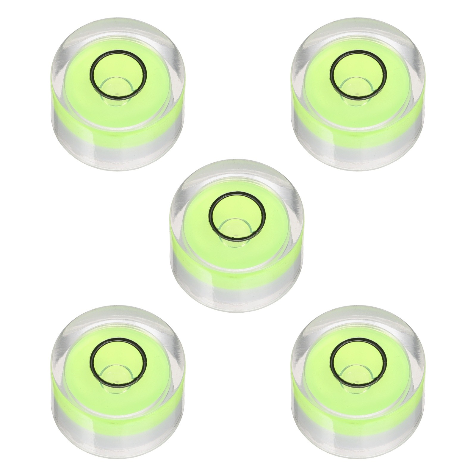 5pcs Round Bubble Level 17x10mm Mini Circular Bullseye Spirit Levels, Green