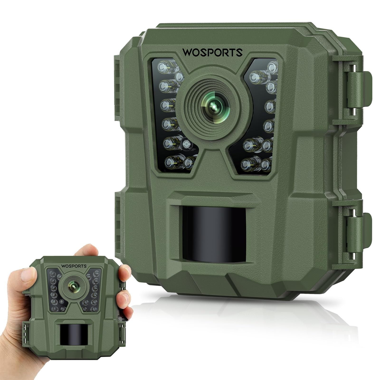 WOSPORTS Mini Trail Camera 24MP 1080P Game Hunting Camera with Night Vision D...