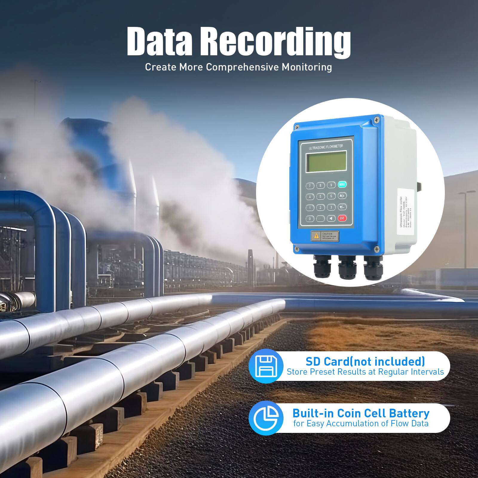 TUF-2000B Ultrasonic Flow Meter DN20-700mm Liquid Flowmeter +TM-1 & TS-2 Sensor