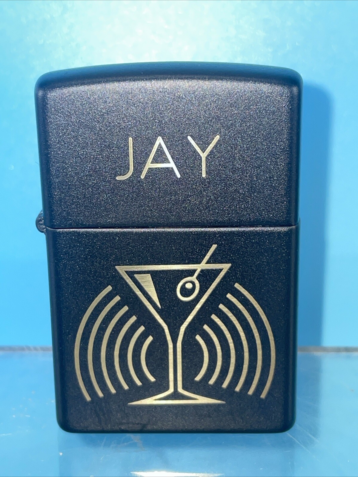 1999 Mate Black Martini Zippo Lighter Personalized “JAY” Unstruck Original Box