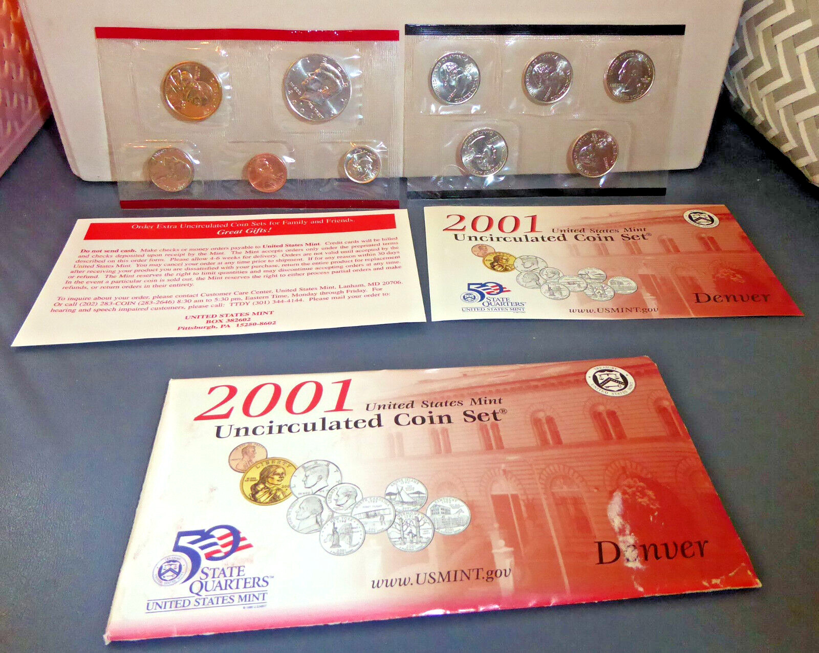 2001-D US Mint Uncirculated Coin Set 10 Coins OGP COA and Order Form