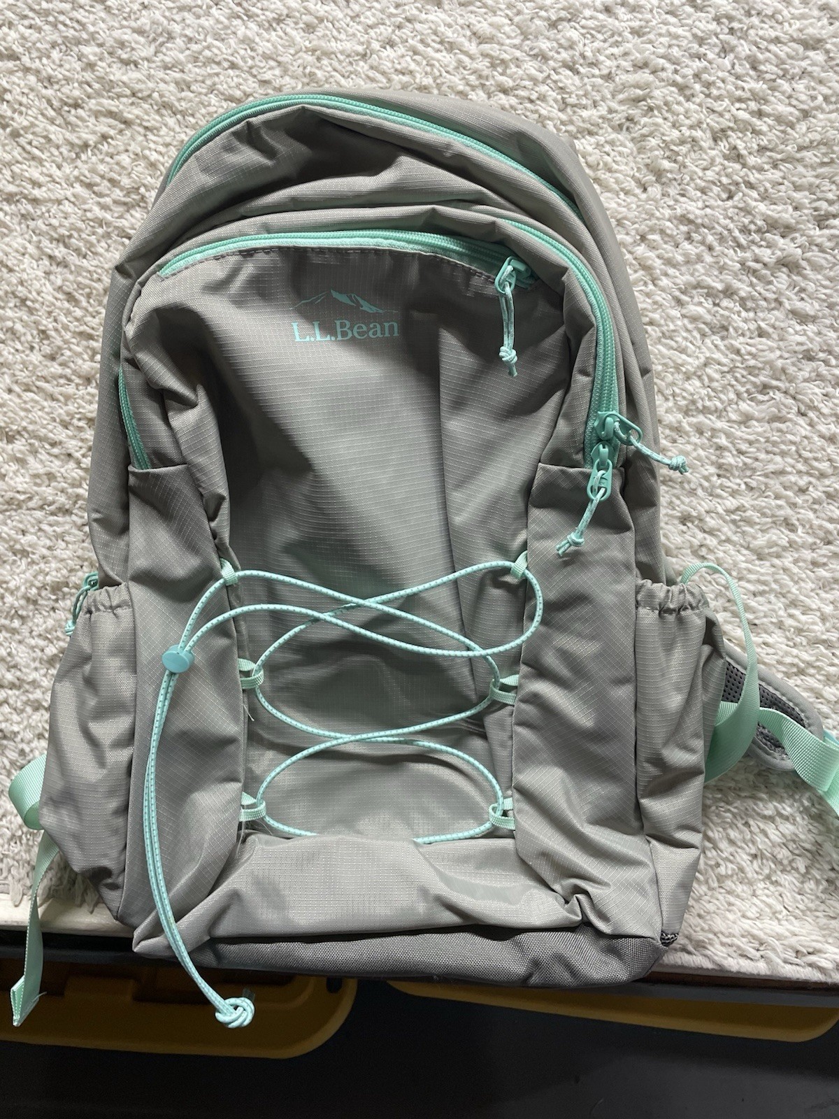 LL Bean Comfort Carry Laptop Hiking Backpack Mineral Gray/Fresh Mint EUC