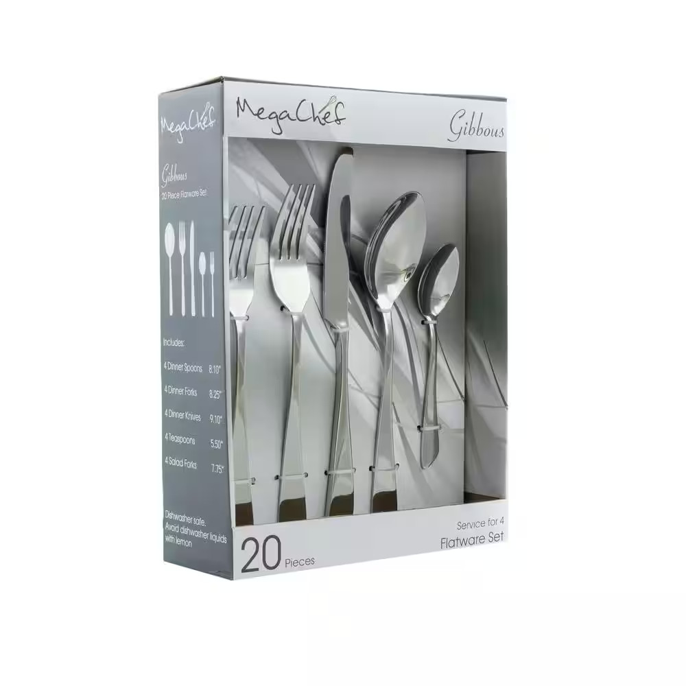 Gibbous 20-Piece Silver Stainless Steel Flatware Set (Service for 4)