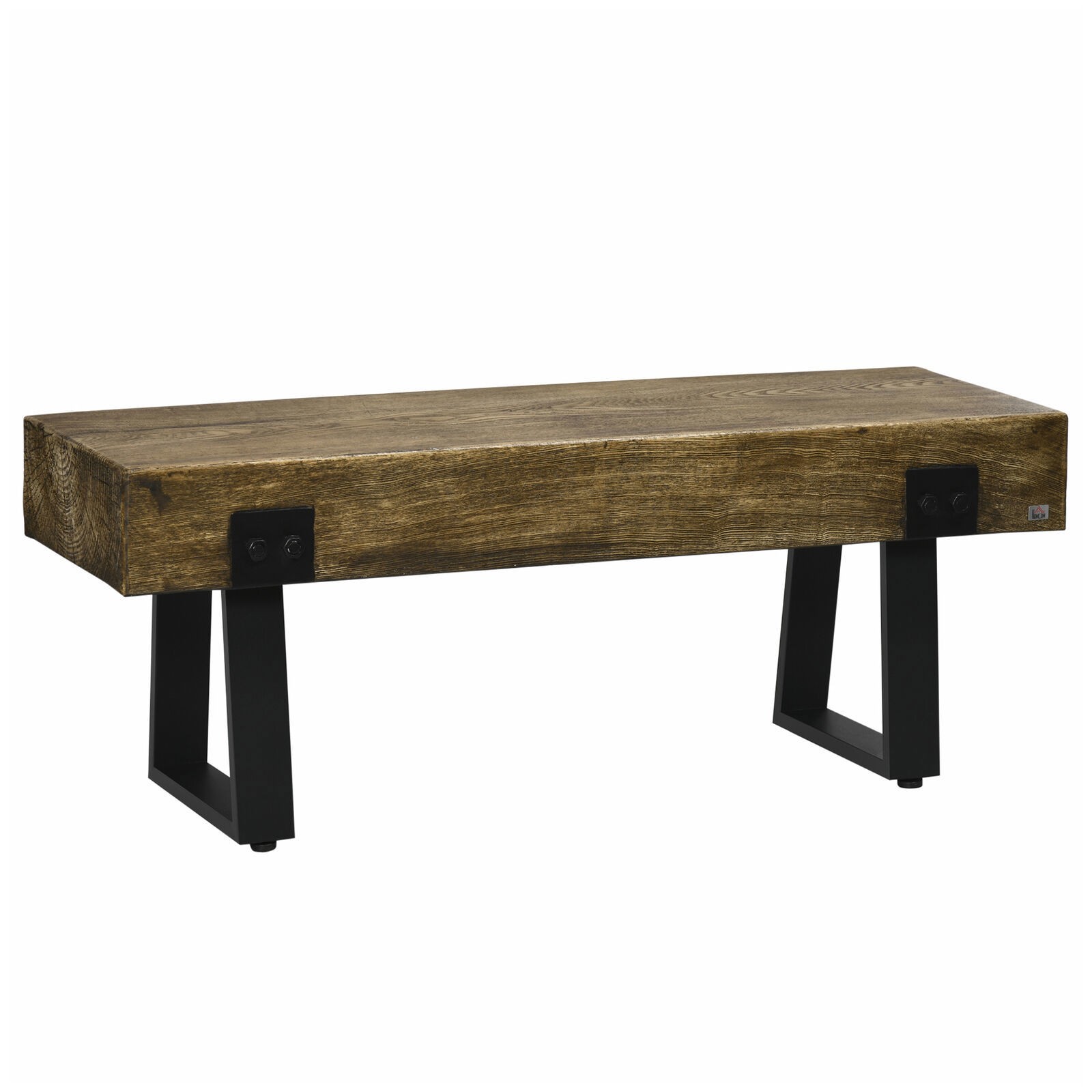 Garden Bench with Metal Legs Rustic Wood Effect Concrete Dining Bench Natural