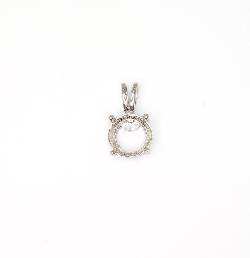 Round 4 Prong Split Bail Sterling Silver Basket Setting