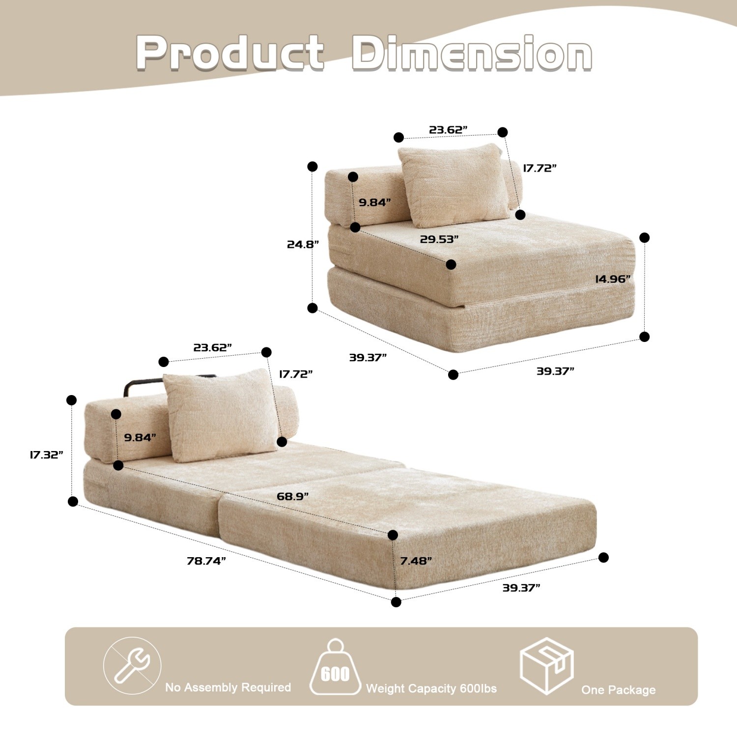 Compression Sofa Convertible Sleeper Sofa Bed Floor Single Sofa Folding Sofa Bed