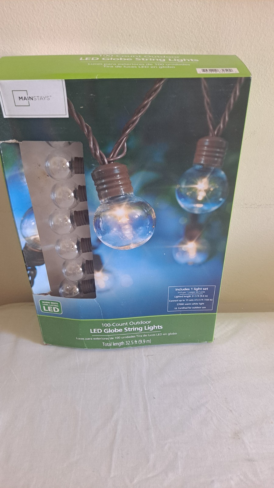 mainstays 100 count outdoor led globe string lights brand new