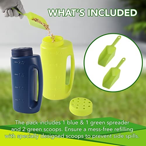 (2-Set) Multipurpose 2L Handheld Spreaders (Blue and Green) - Handheld Shakers
