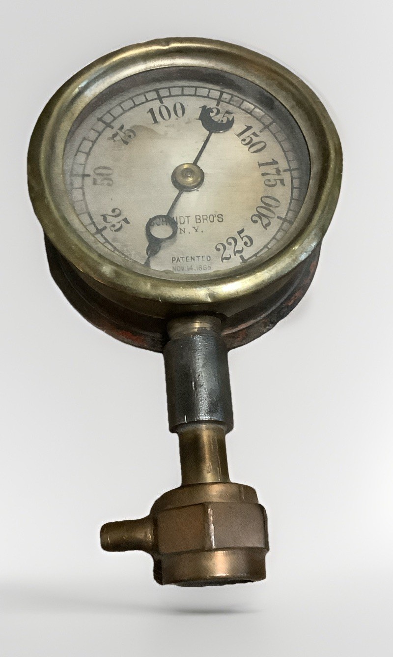 Antique Brass ? Steam Pressure Gauge Schmidt Brothers NY Patented 1865