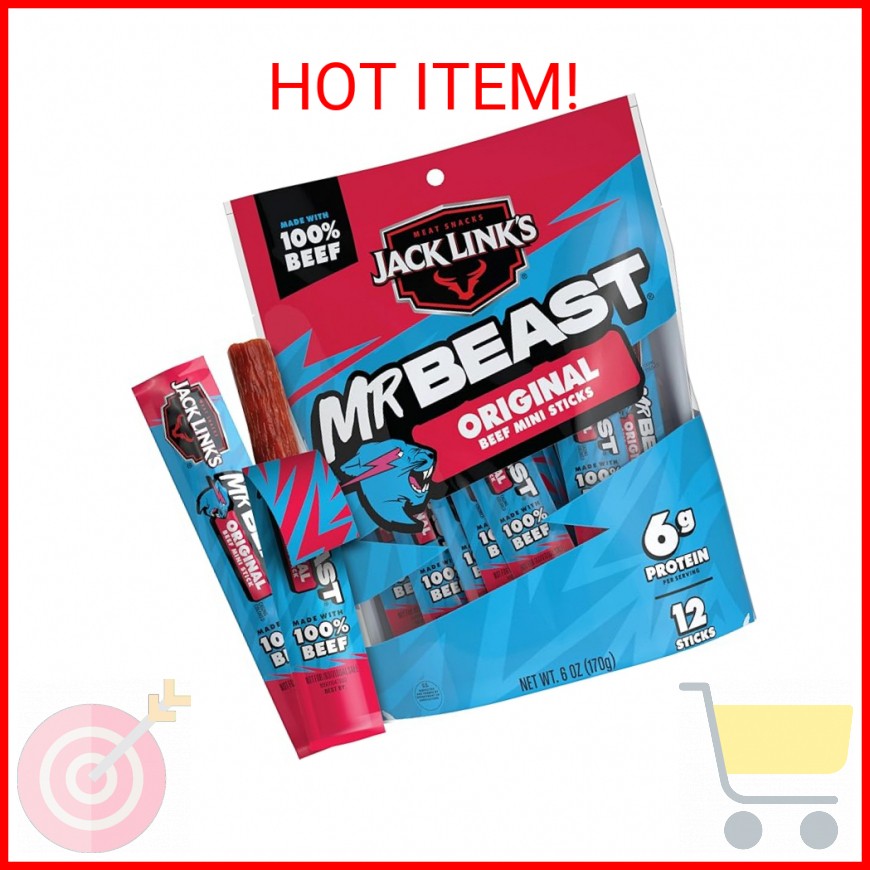 Jack Link’s x MrBeast Beef Sticks, Original Mini Beef Sticks, As Seen on Beast G