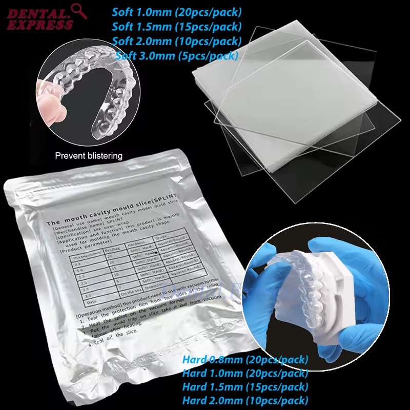 Dental Orthodontic Retainer Vacuum Thermoforming Sheets Splint Hard Soft 0.8-3mm