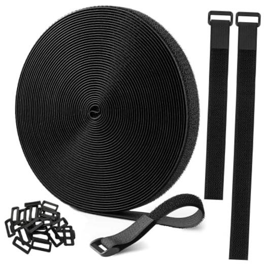 Adjustable Cable Straps with 24 Buckles 1" x 16Ft - Reusable Hook 1 In x 16 FT