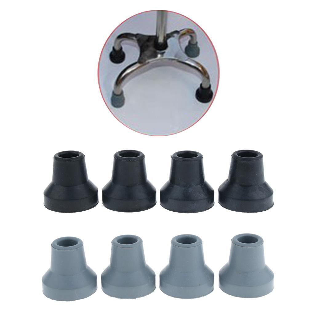 Rubber Leg Tips - Replacement Cane Tips, Pack of 4, Gray