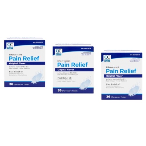3 Pack Quality Choice Effervescent Pain Relief Antacid Tablets 36 Count Each