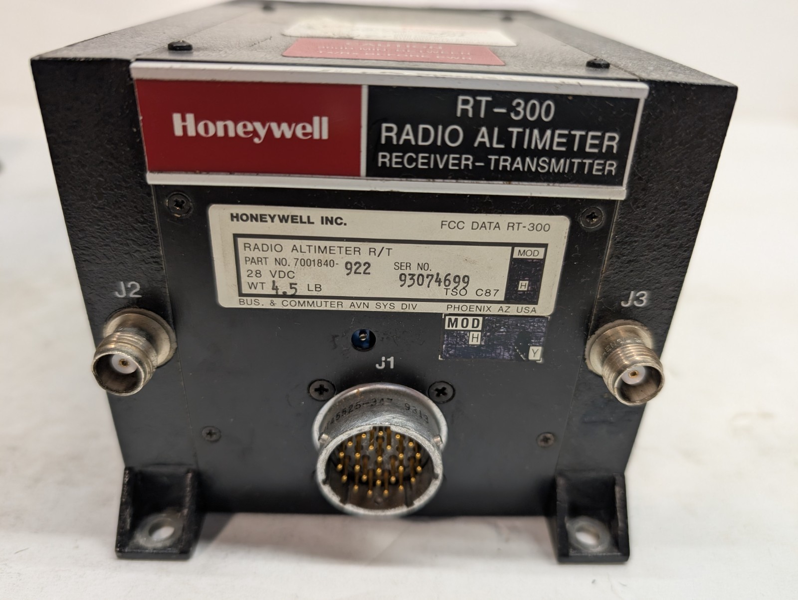Honeywell RT-300 Radio Altimeter Receiver Transmitter PN 7001840-922 As Removed