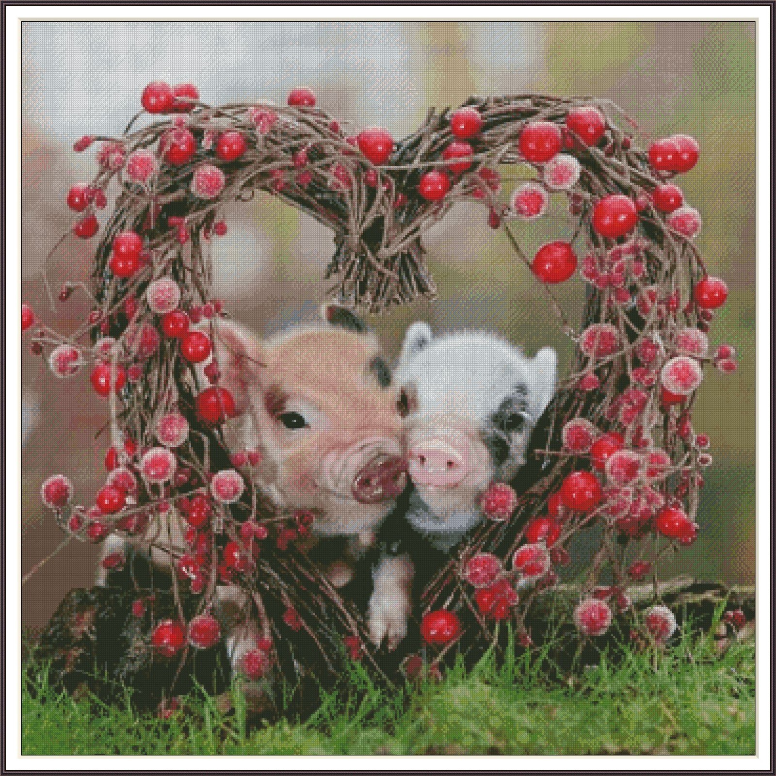 Valentine piggies 659 Chart Counted Cross Stitch Pattern DMC
