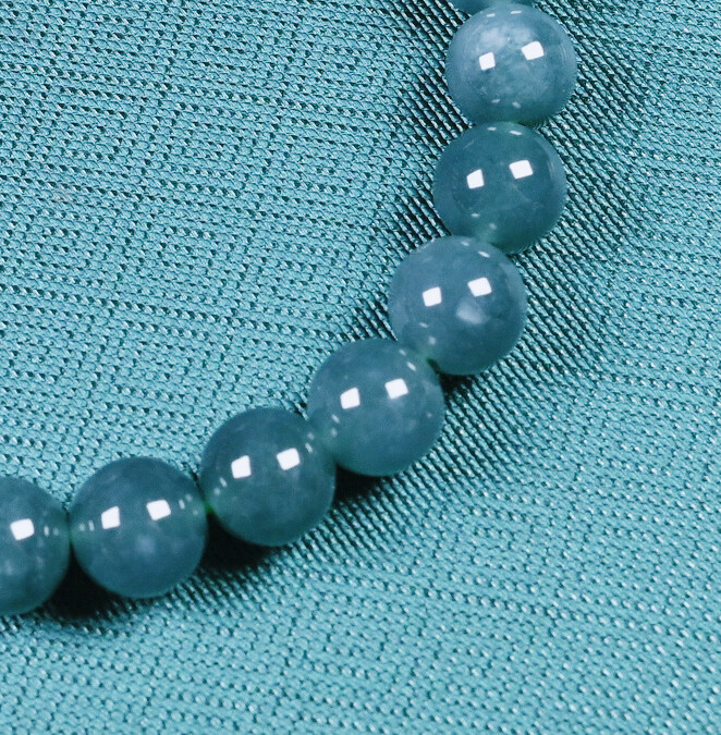 Certificate Natural A grade jadeite Blue water loop elastic bracelet 7-8mm