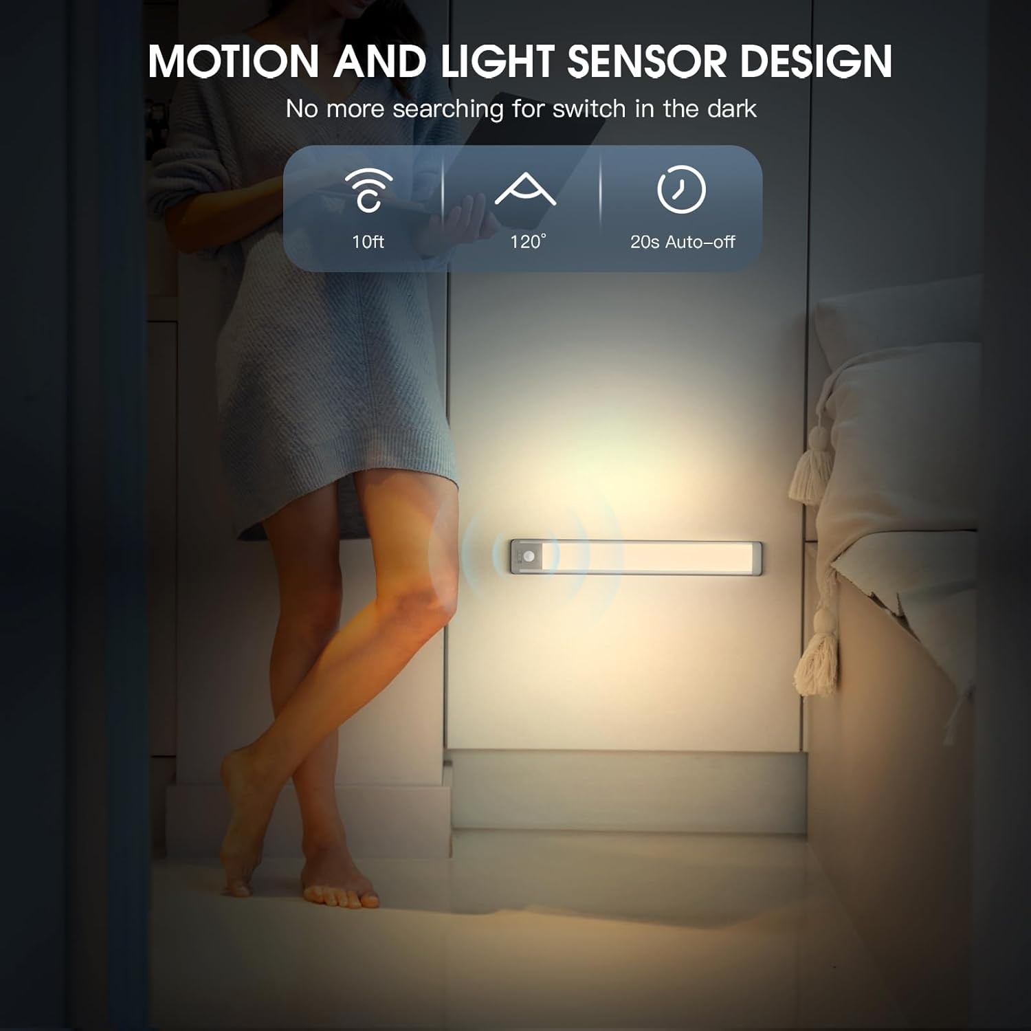 10inch Under Cabinet Lighting, 2 Pack Rechargeable Light Indoor
