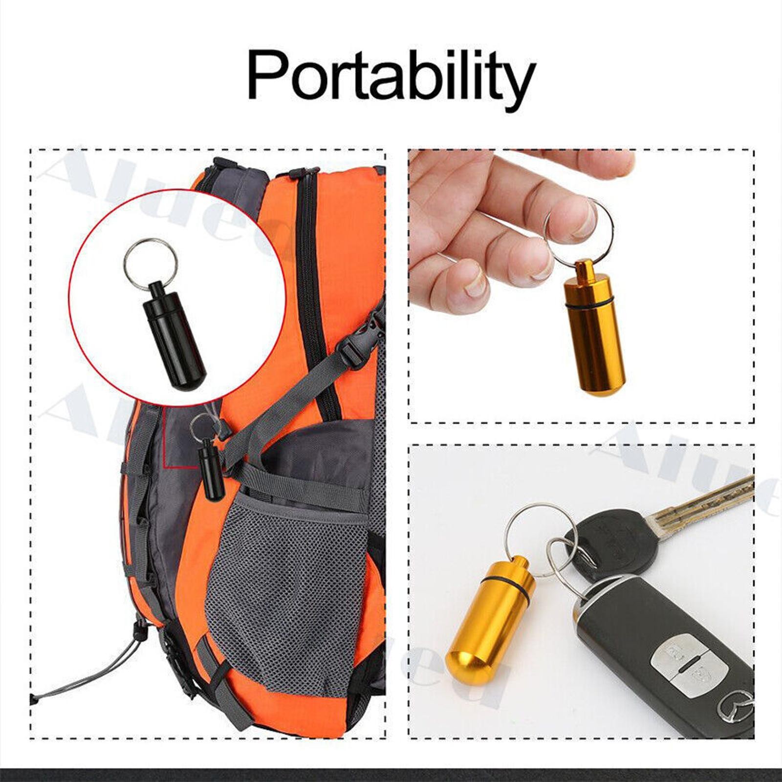 5Pcs Multifunction Pill Case Outdoor Portable First Aid Container Bottle KeyRing
