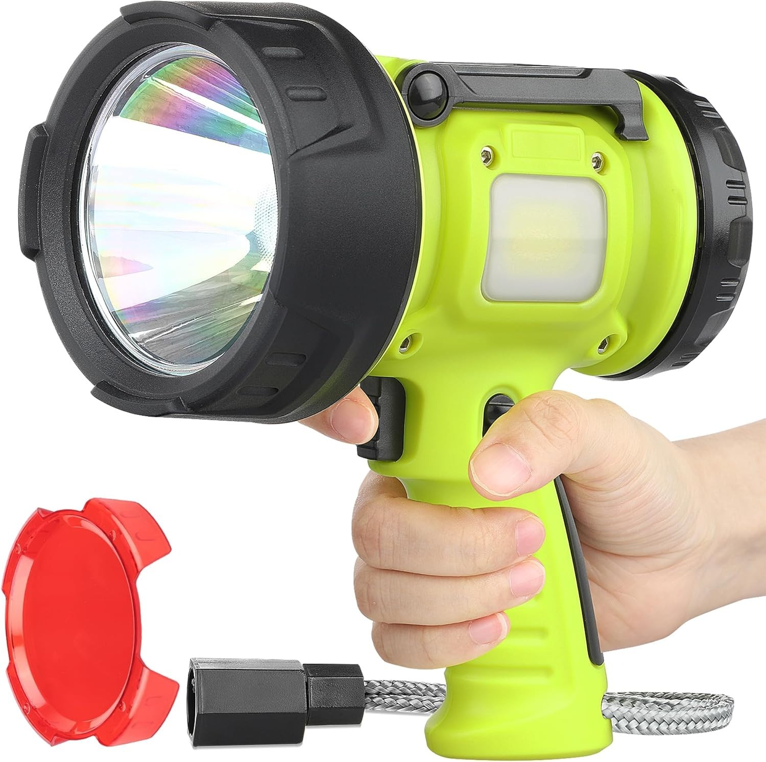 Rechargeable Spotlight Flashlight with High Lumen LED, Waterproof Handheld Brigh