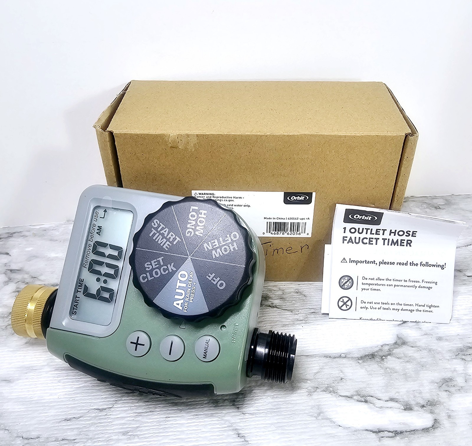 Orbit 62056 Programmable One Outlet Single-Dial Hose Faucet Timer New Open Box