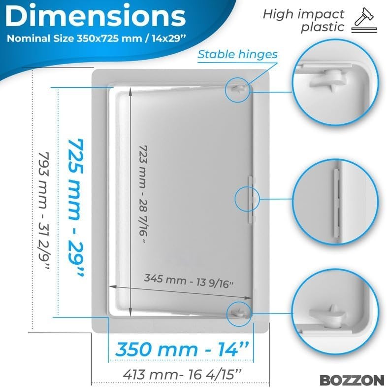 14x29 Access Panel for Drywall - White Plastic Cover