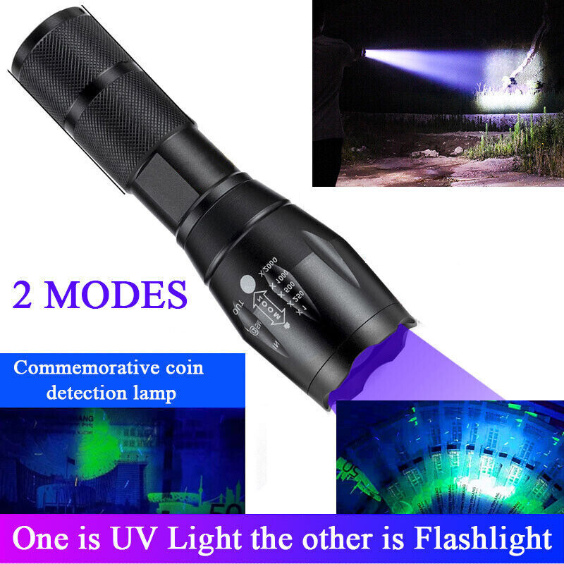 Super Bright 120000lm UV Torch Ultra Violet Flashlight Blacklight Light Lamp LED
