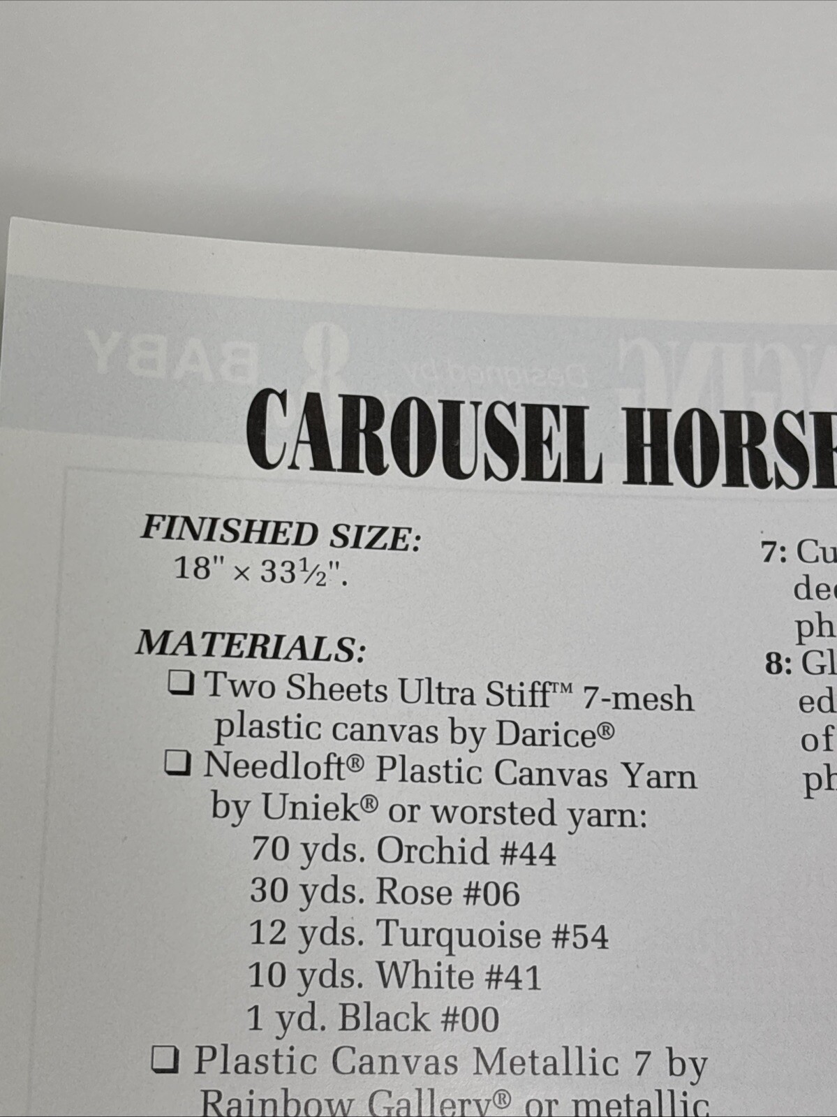 Carousel Horse Wall Hanging Annie's Attic Plastic Canvas Pattern Page