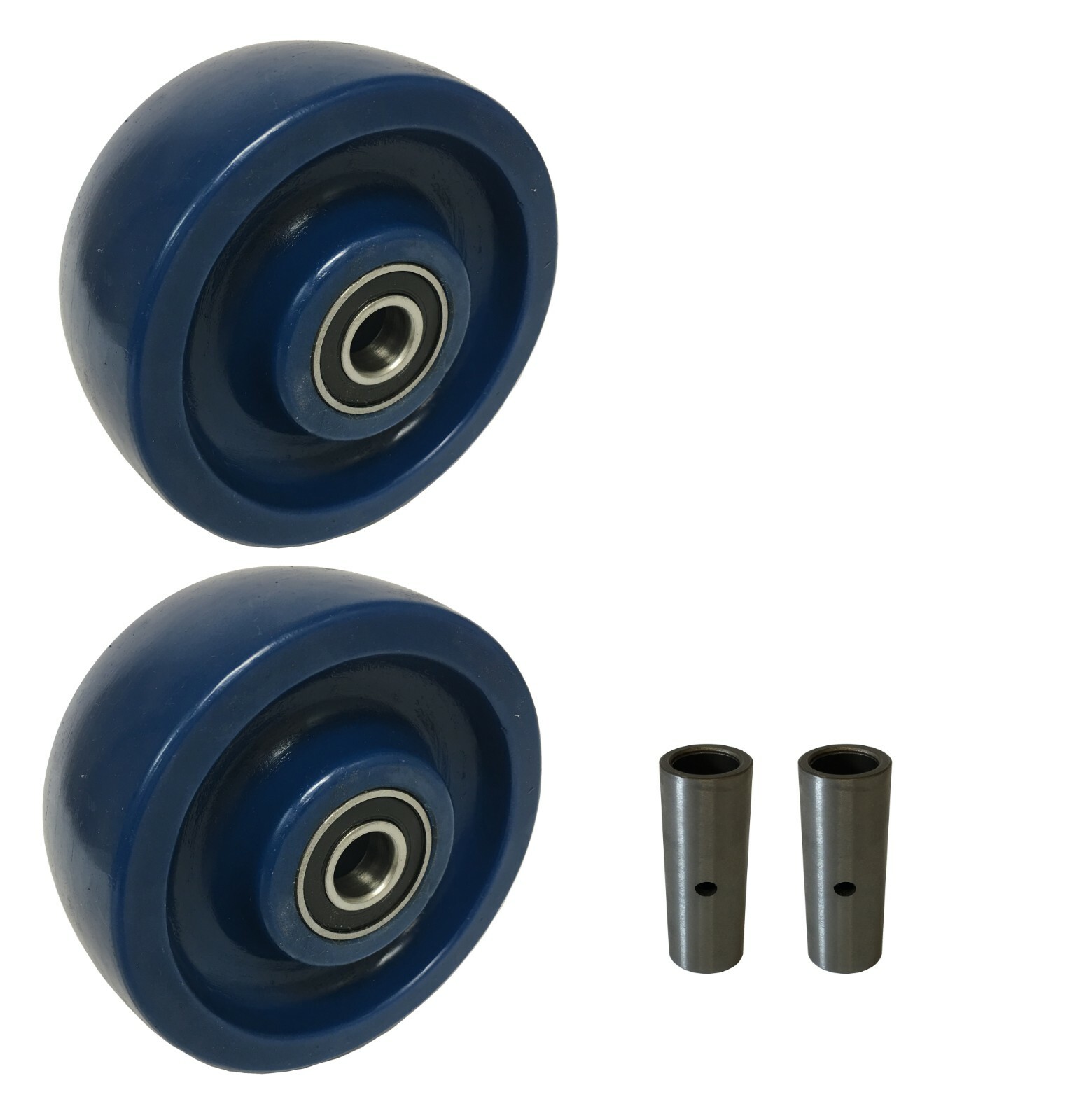 2 Caster Wheels Set 5" Solid Polyurethane on Plastic Wheel With Bearing & Kit