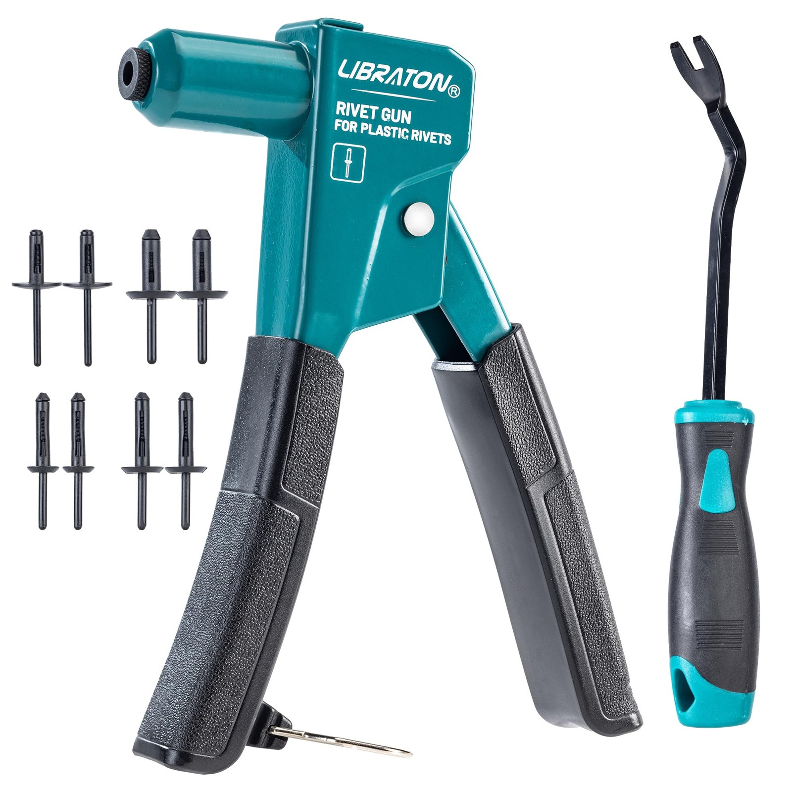 Plastic Rivet Gun Kit, 90 Degree Angle Handheld Riveter with 40 Nylon Rivets 4 Gr...