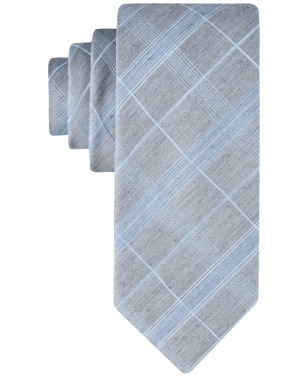 Calvin Klein Men's Seasonal Plaid Light Blue Necktie-OS