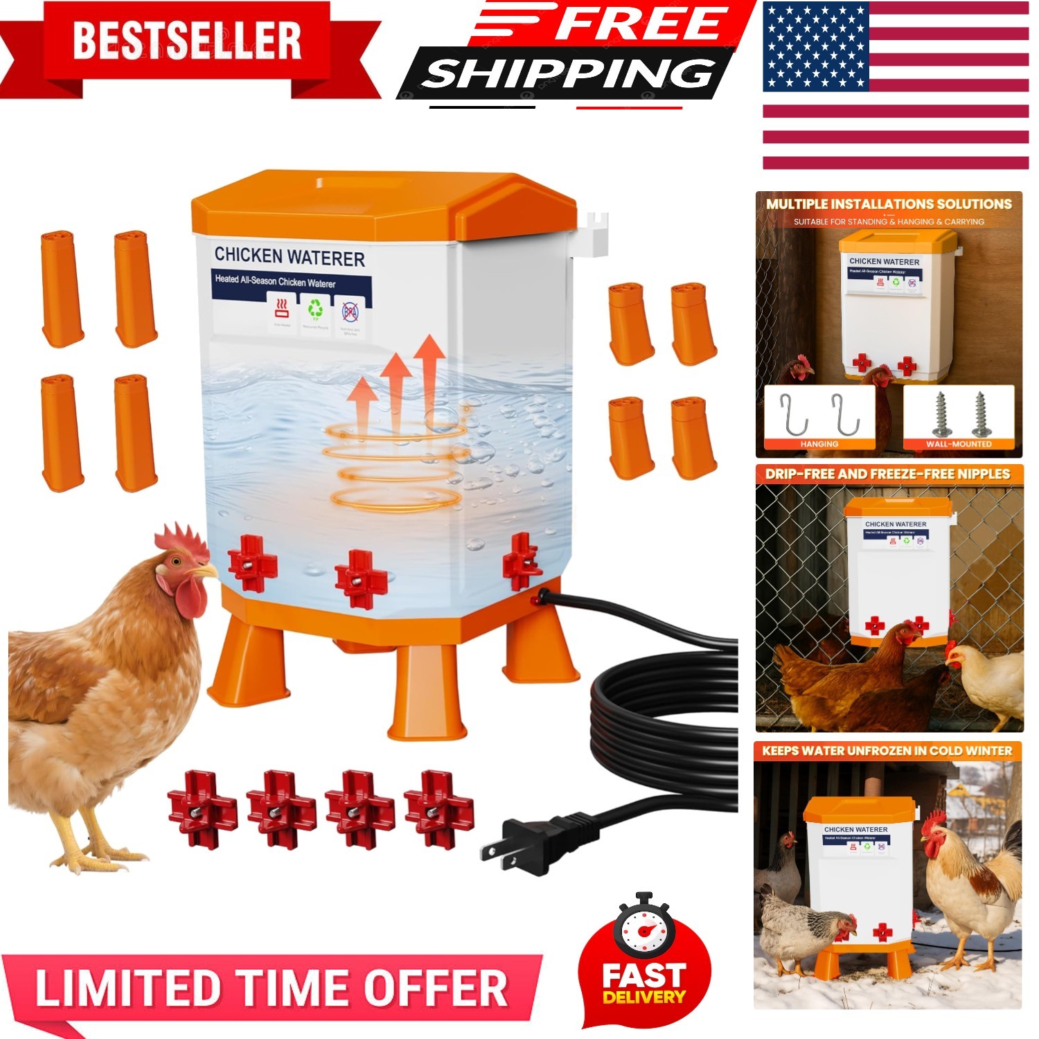 Automatic Chicken Waterer Large Chicken Waterer System Pou