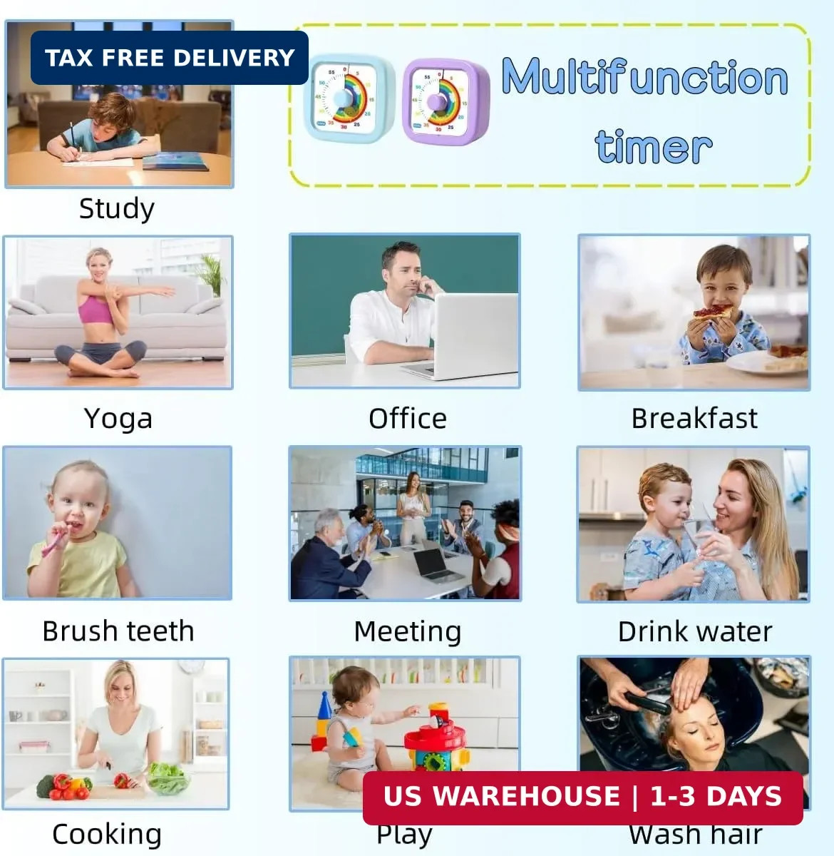60 Minute Visual Timer for Kids and Adults, Non-Ticking Kids Timer, Visual Count