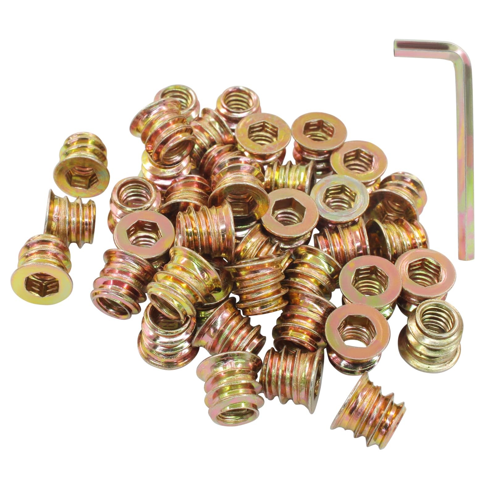 50 PCS 1/4"20 x 10mm Threaded Wood Inserts Furniture Nut Fastener Screw
