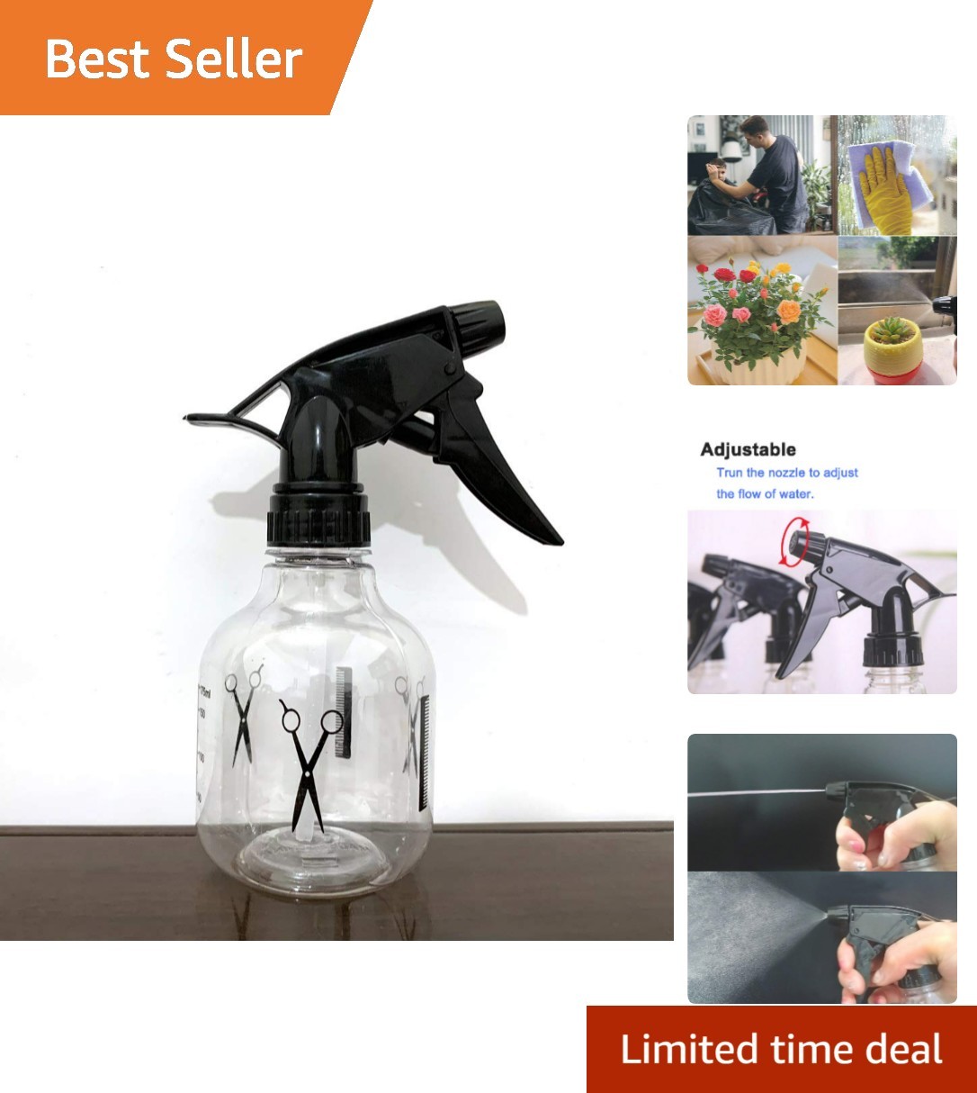 Adjustable Mister Spray Bottle 250ml | Adjustable Nozzle for Fine or Strong M...