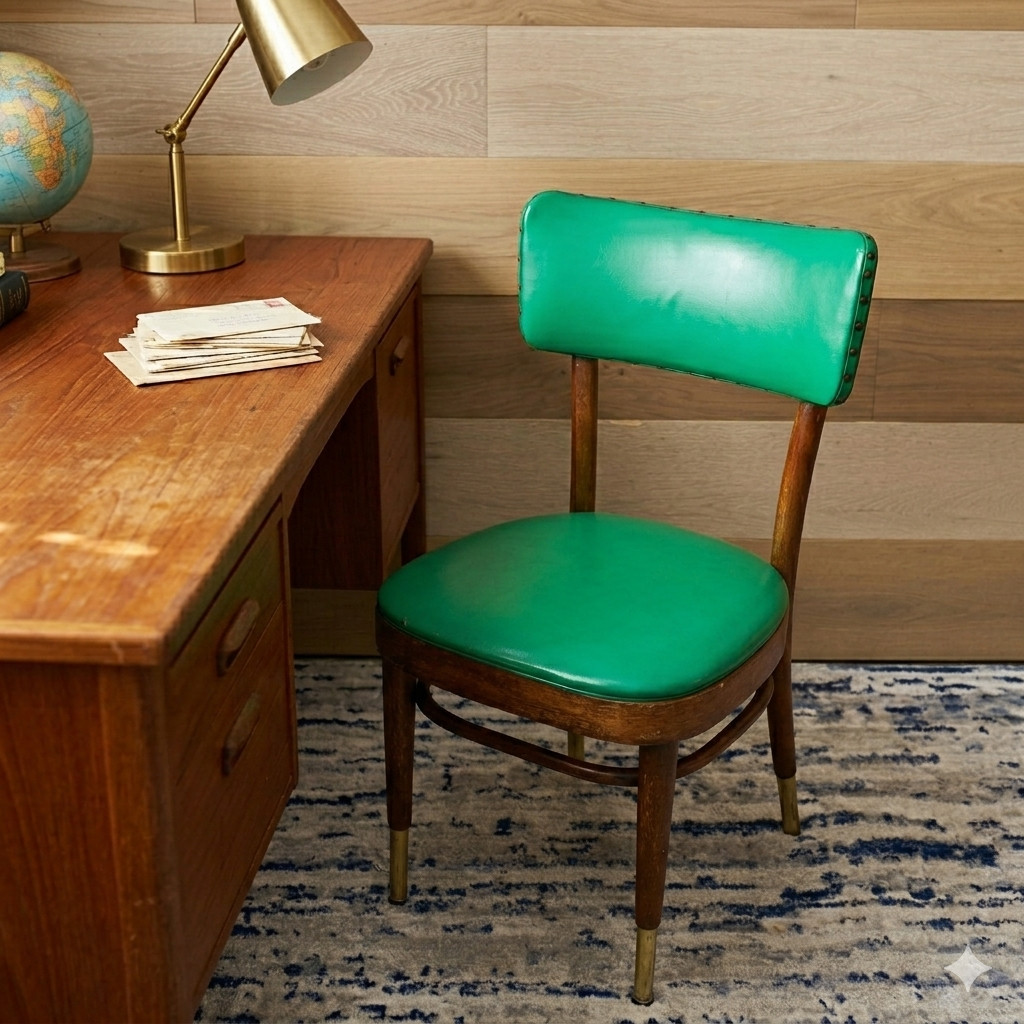 Vintage Dining Chair Shelby Williams Mid Century Modern MCM Green Vinyl Bentwood