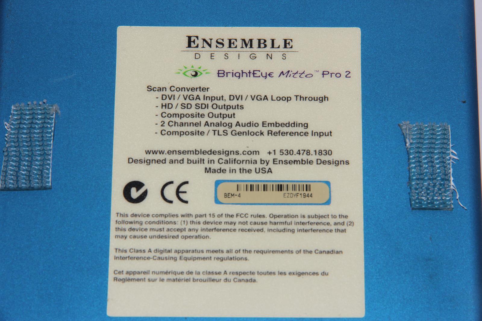 ENSEMBLE DESIGNS BEM-4 BrightEye Mitto Pro 2 Scan Converter