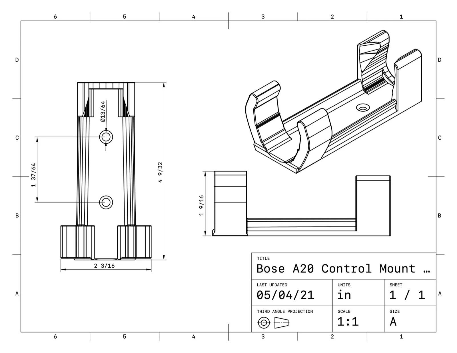 Bose A20 Aviation Headset Controller Mount Holder – Carbon Fiber Polycarbonate